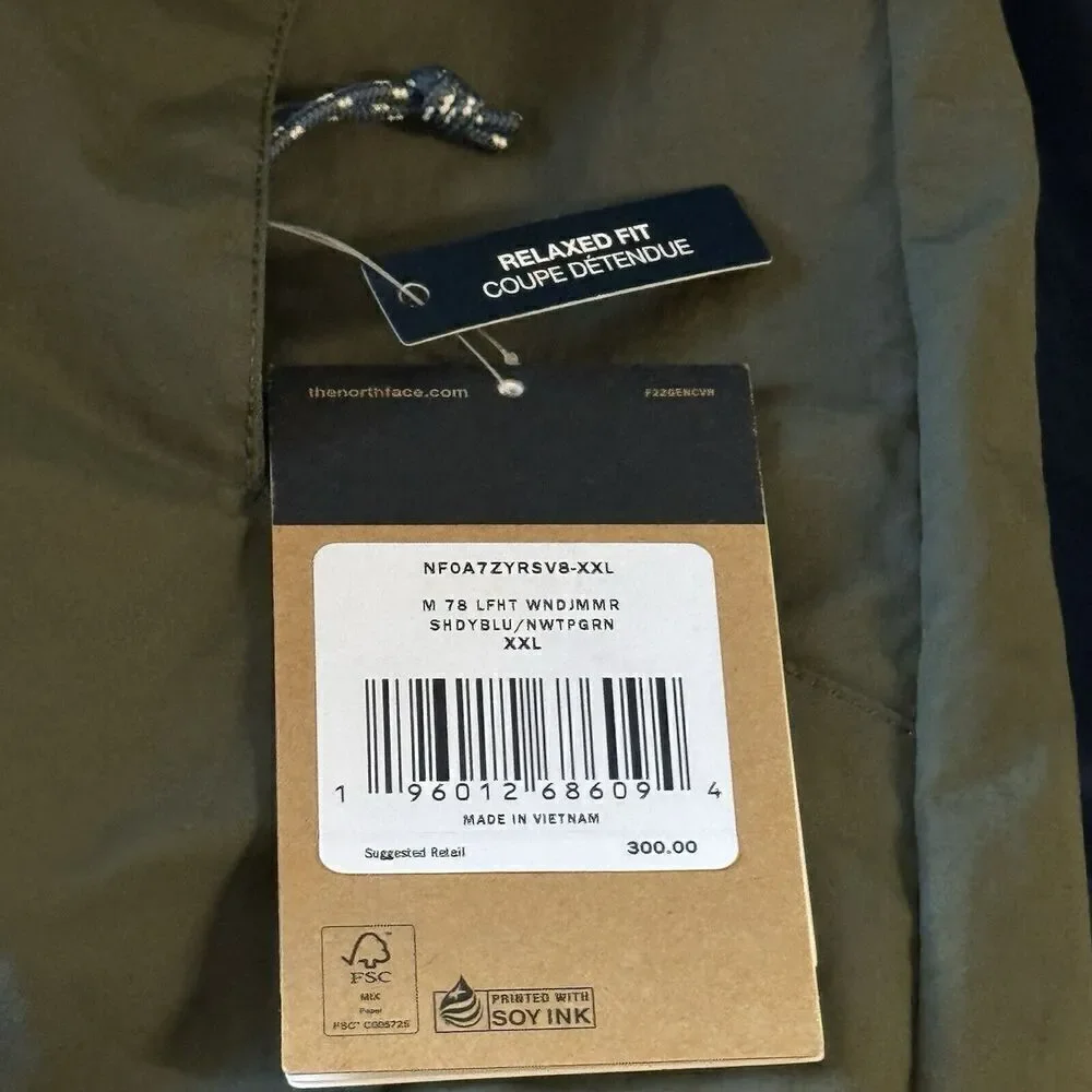 The North Face Men Sz 2XL '78 Low-Fi Hi-TEK WaterProof Windjammer Jacket Blue Gr